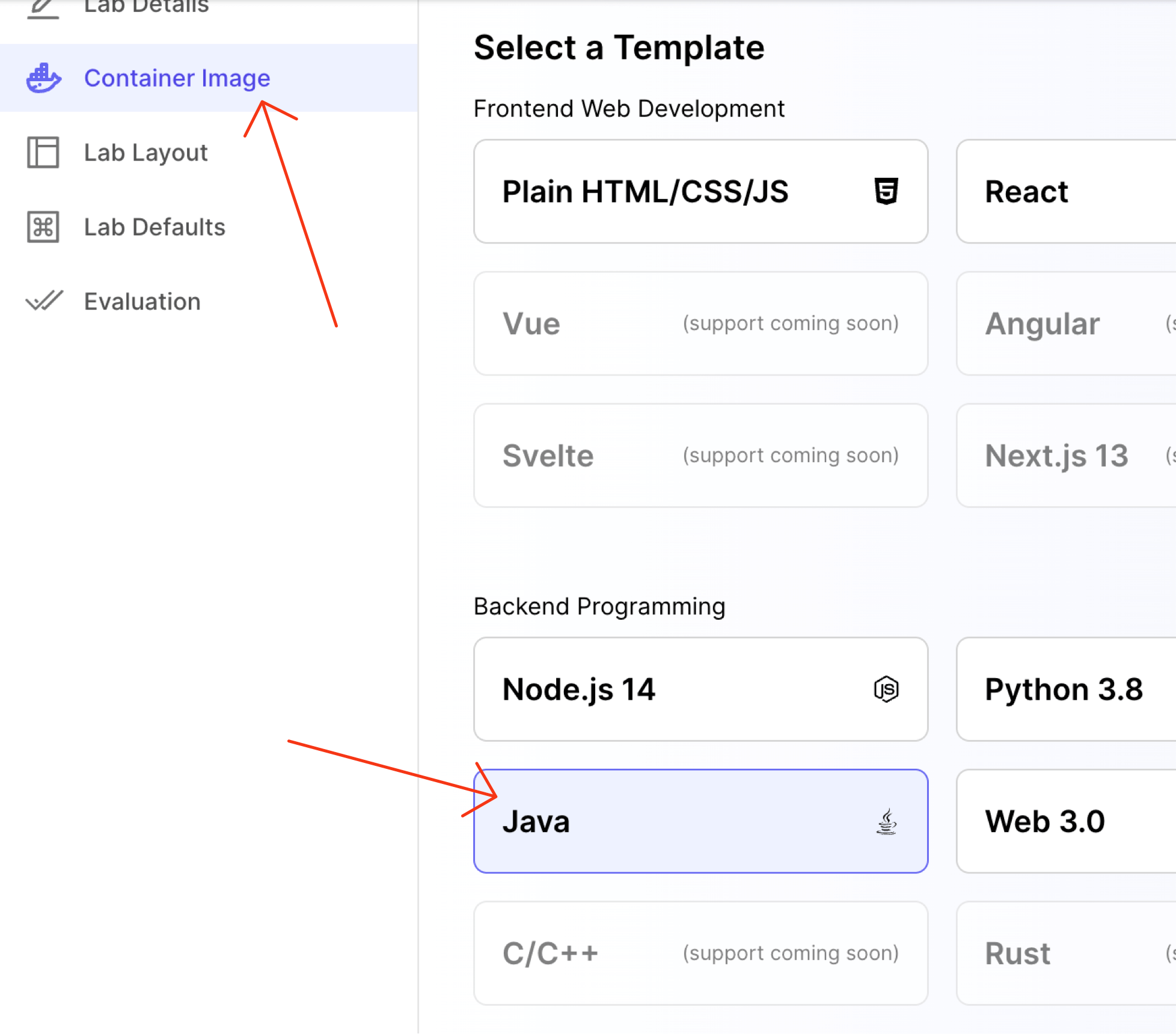 Setting a container image