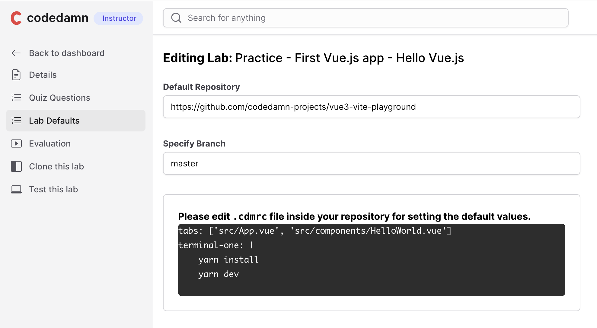 Lab default repository